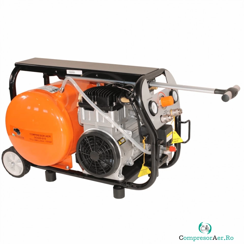 Compresor de aer fara ulei Bisonte SC020-015, debit aer 206 l/min Butelie 15 L