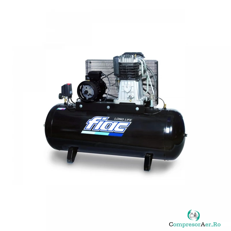 Compresor de aer cu piston monofazat, FIAC INDUSTRIAL Italia, tip NEW-AB200-415F LONG LIFE, 230V, rezervor 200l, debit 400l/min, 10 bar, ungere cu ulei