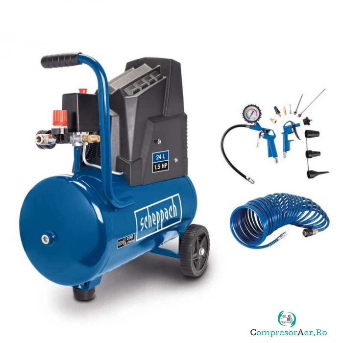 Compresor cu doi cilindri HC30o Scheppach 5906146901, 1100 W, 24l, 8 bari la 729.58 lei ron